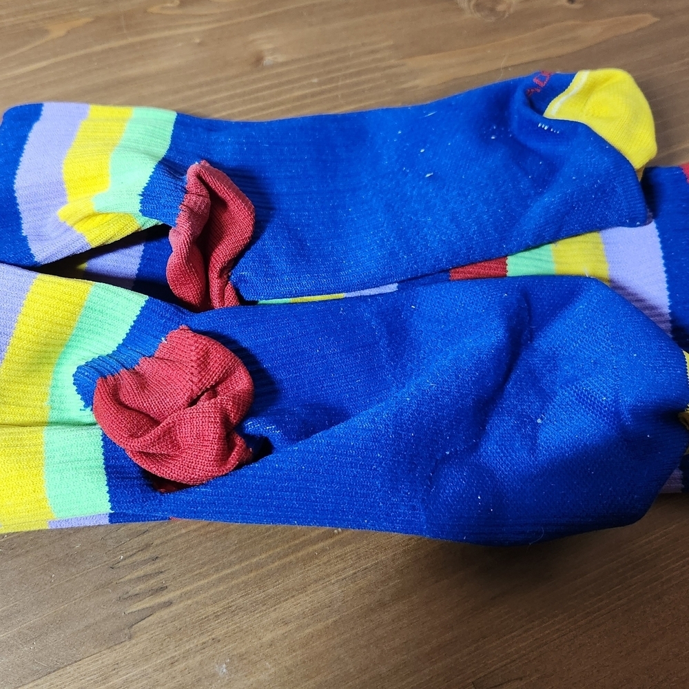 Vibrant Rainbow Pro Compression PC Racer MultiColor Socks With Stripes Size L/XL - Picture 3 of 6